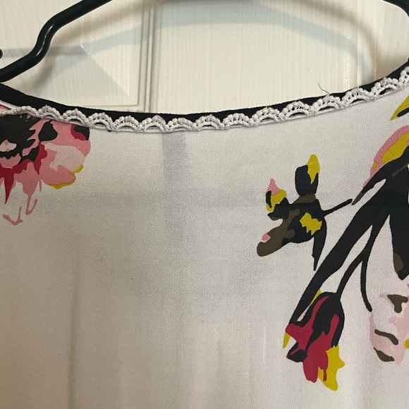 Here & Now Floral Printed Maxi Caftan Coverup Drawstring Cinched Waist - Picture 9 of 12